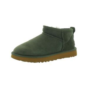 UGG Womens Green Lightweight Ultra Mini Round Toe Wedge Leather Winter Boots 11